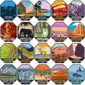 120 USA National Parks Designs Bundle PNG