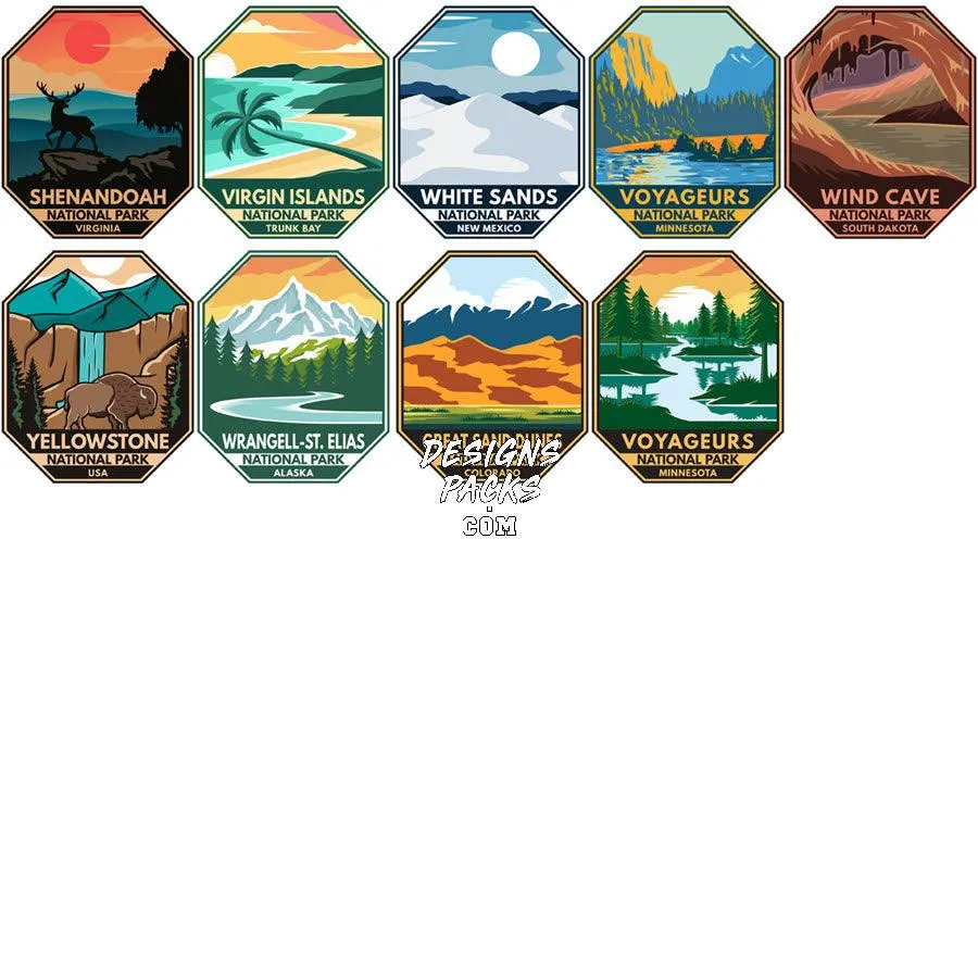 120 USA National Parks Designs Bundle PNG