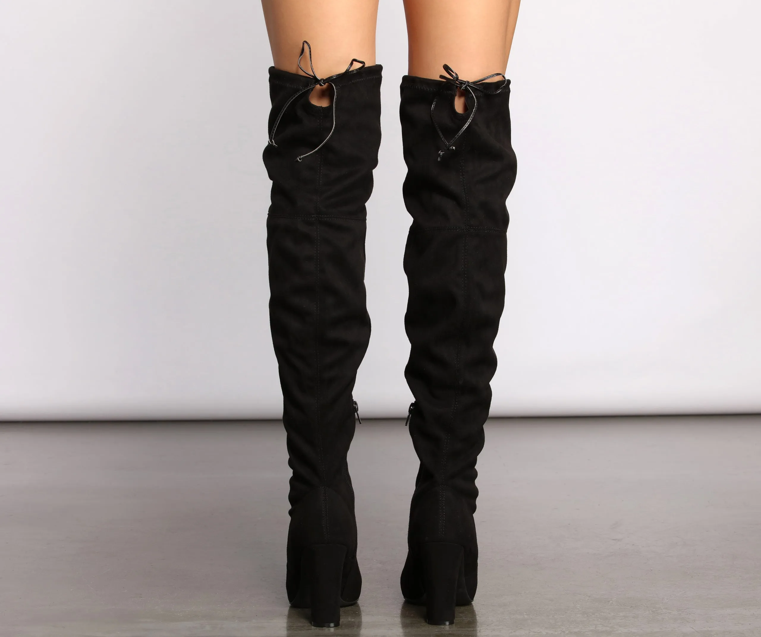 A Chic Vibe Over The Knee Block Heeled Boots