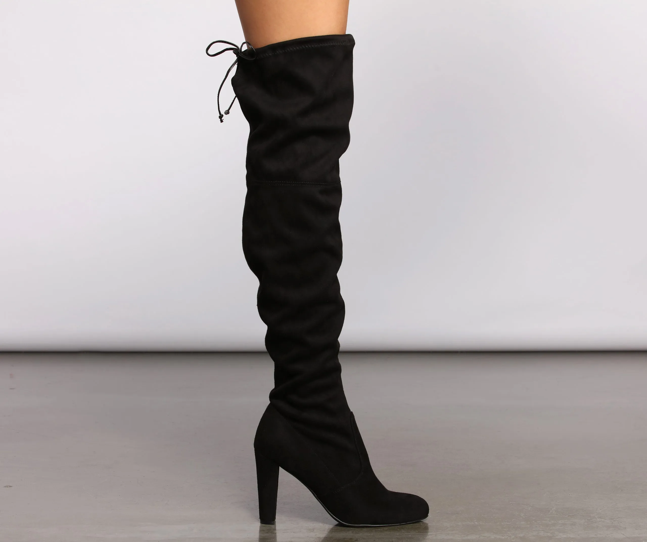 A Chic Vibe Over The Knee Block Heeled Boots