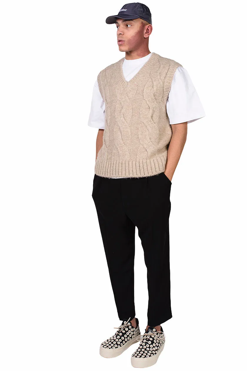 Beige Cable Knit Vest