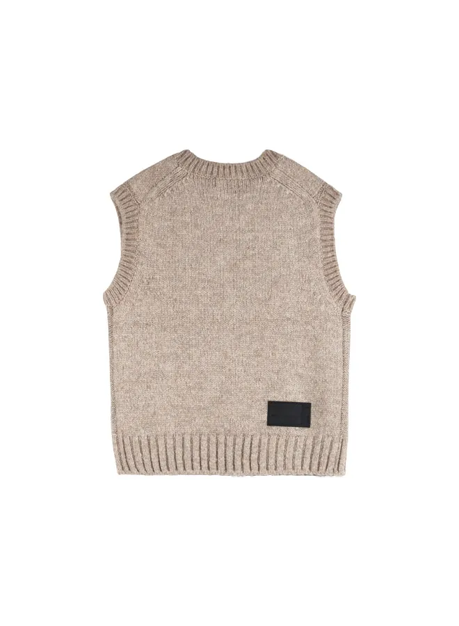 Beige Cable Knit Vest