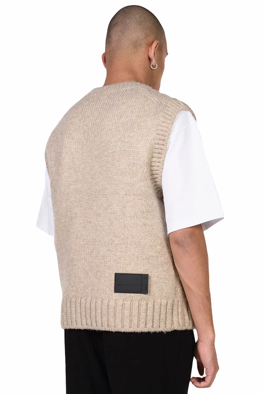 Beige Cable Knit Vest