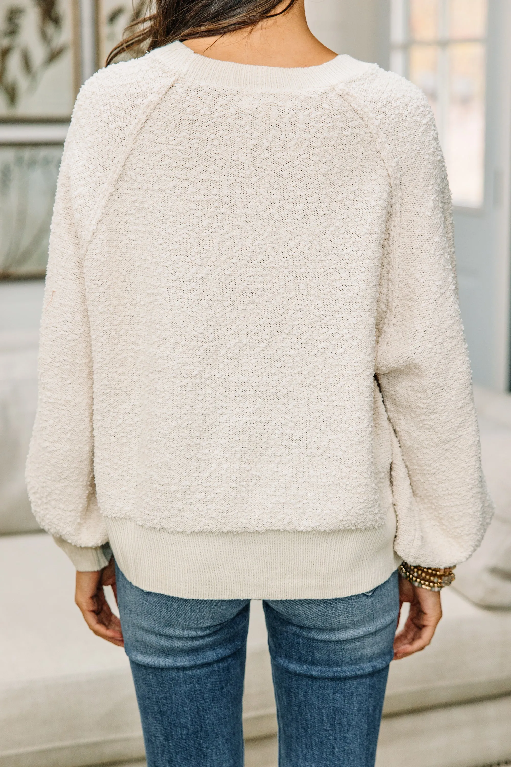 Better Than Basic Ivory White Textured Sweater