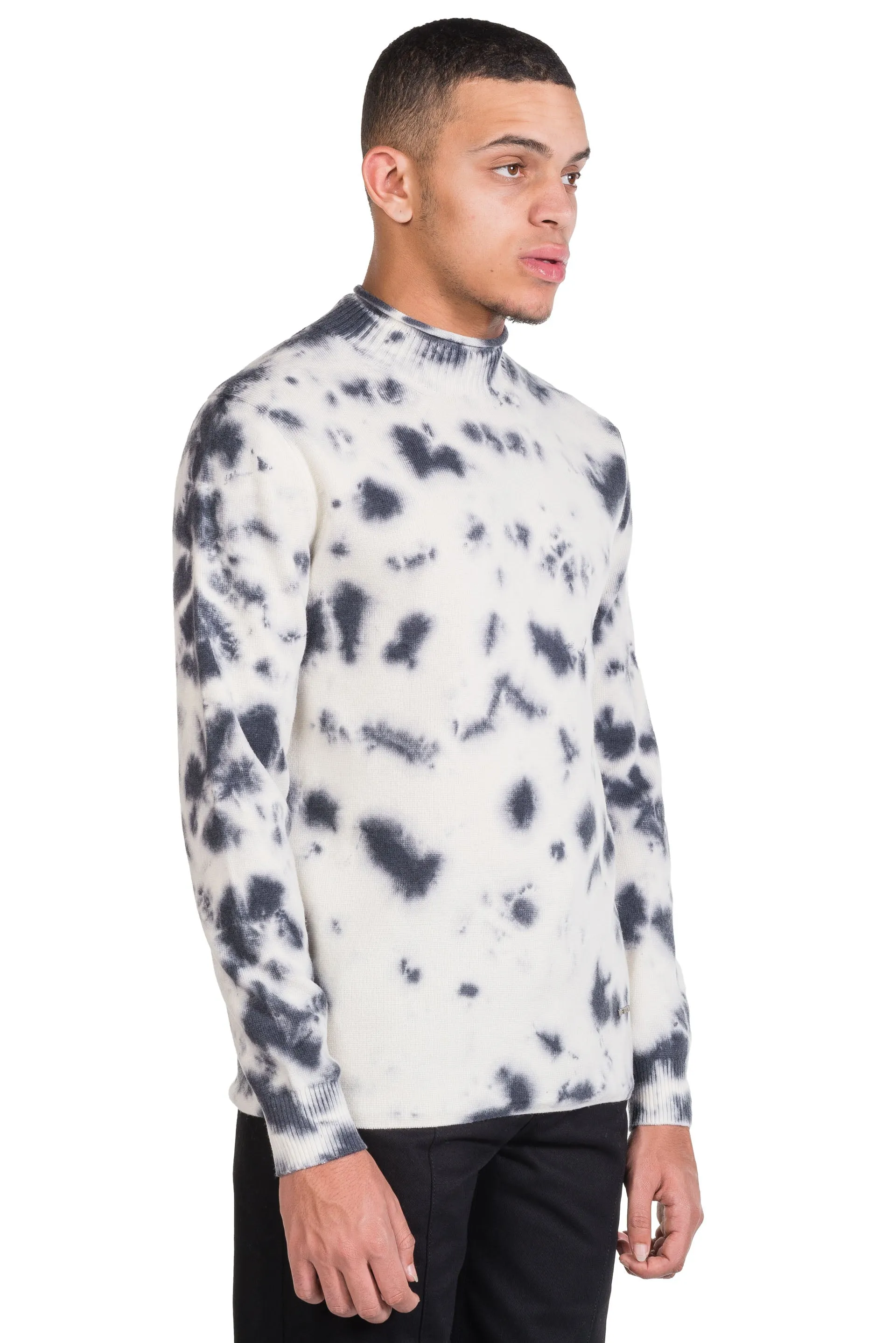 Black Tie-Dye Cashmere Knit Sweater