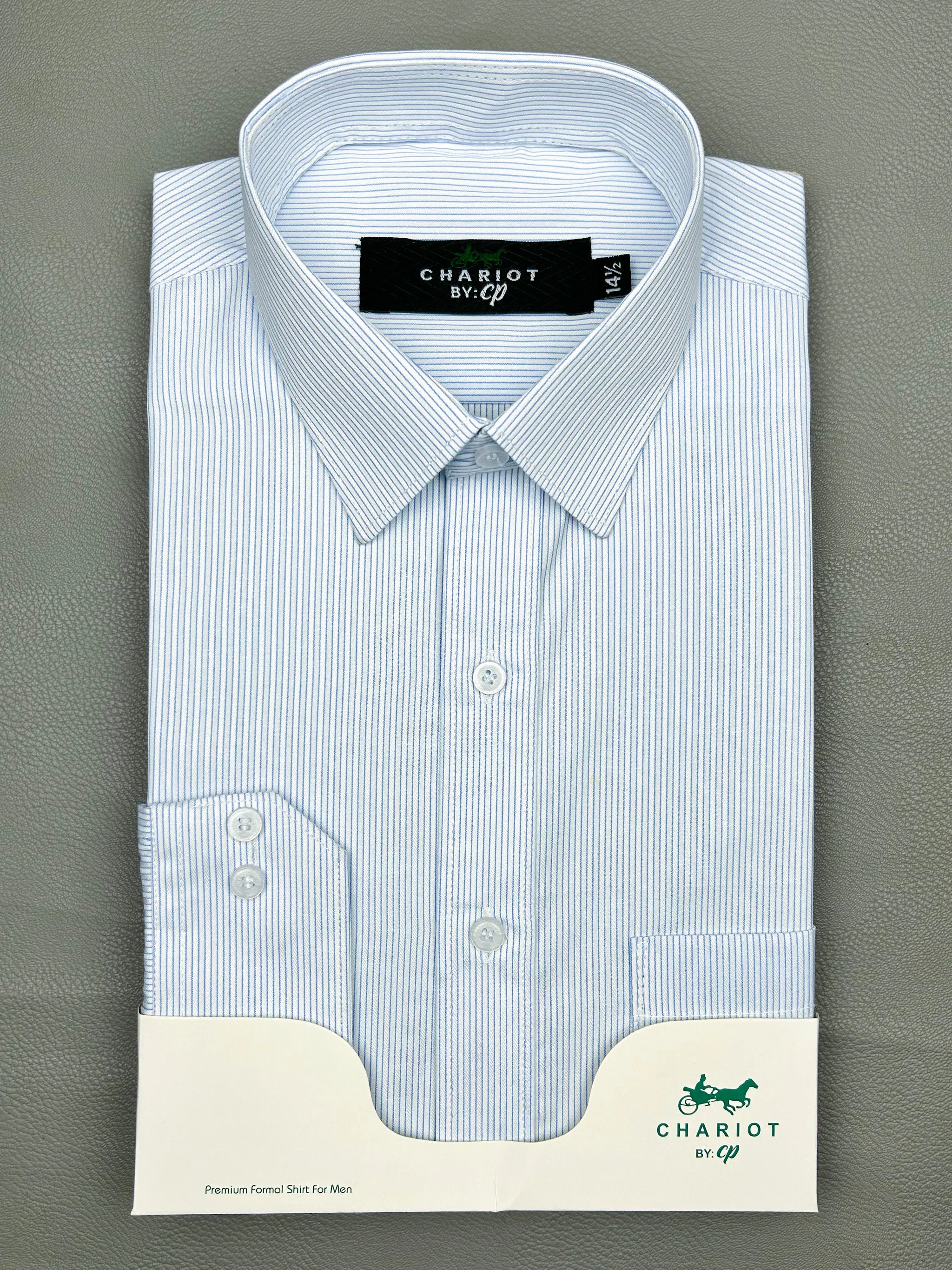 Blue Striped Formal Dress Shirt For Men MFS151