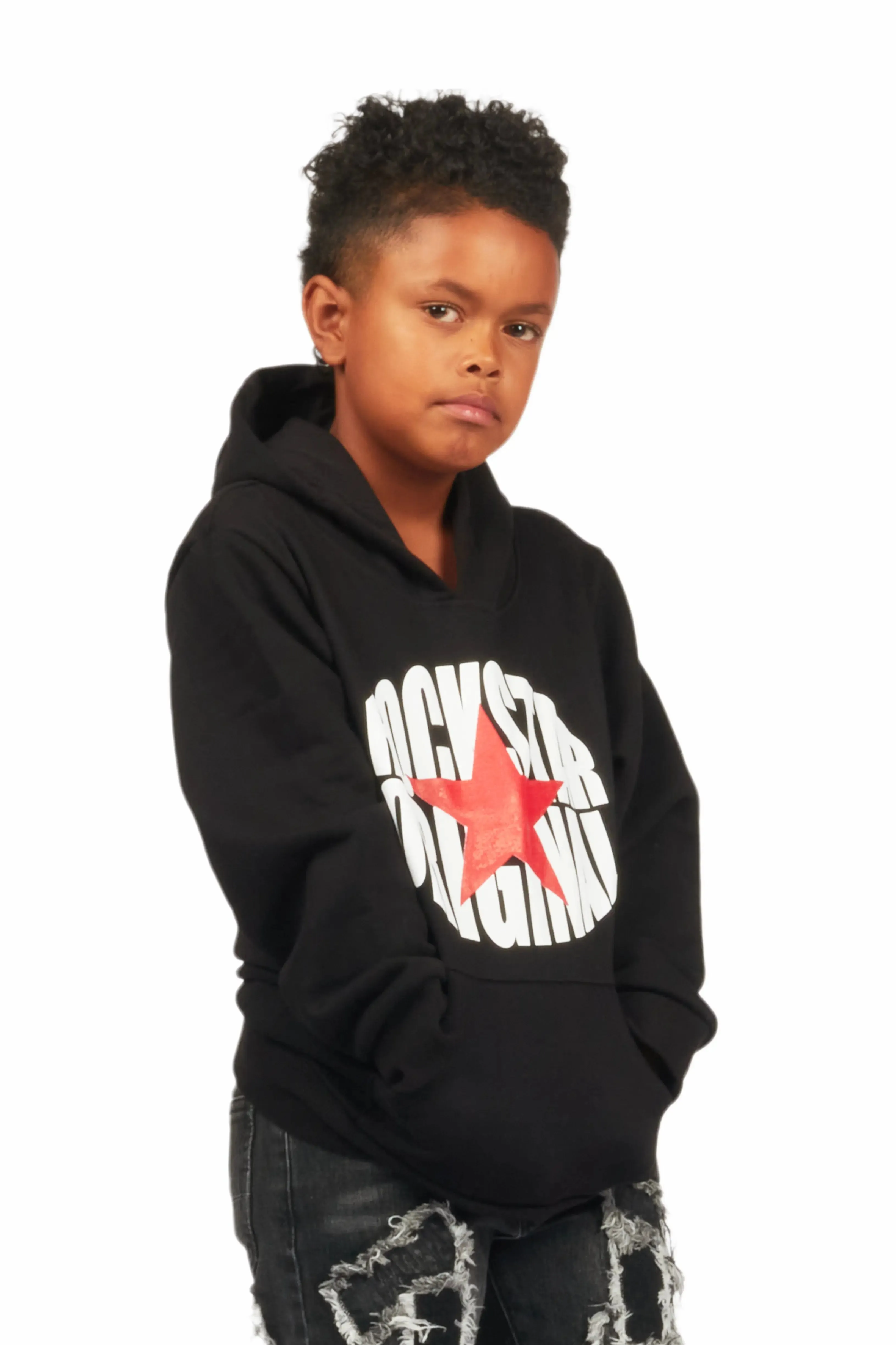 Boys Ezra Black Graphic Hoodie