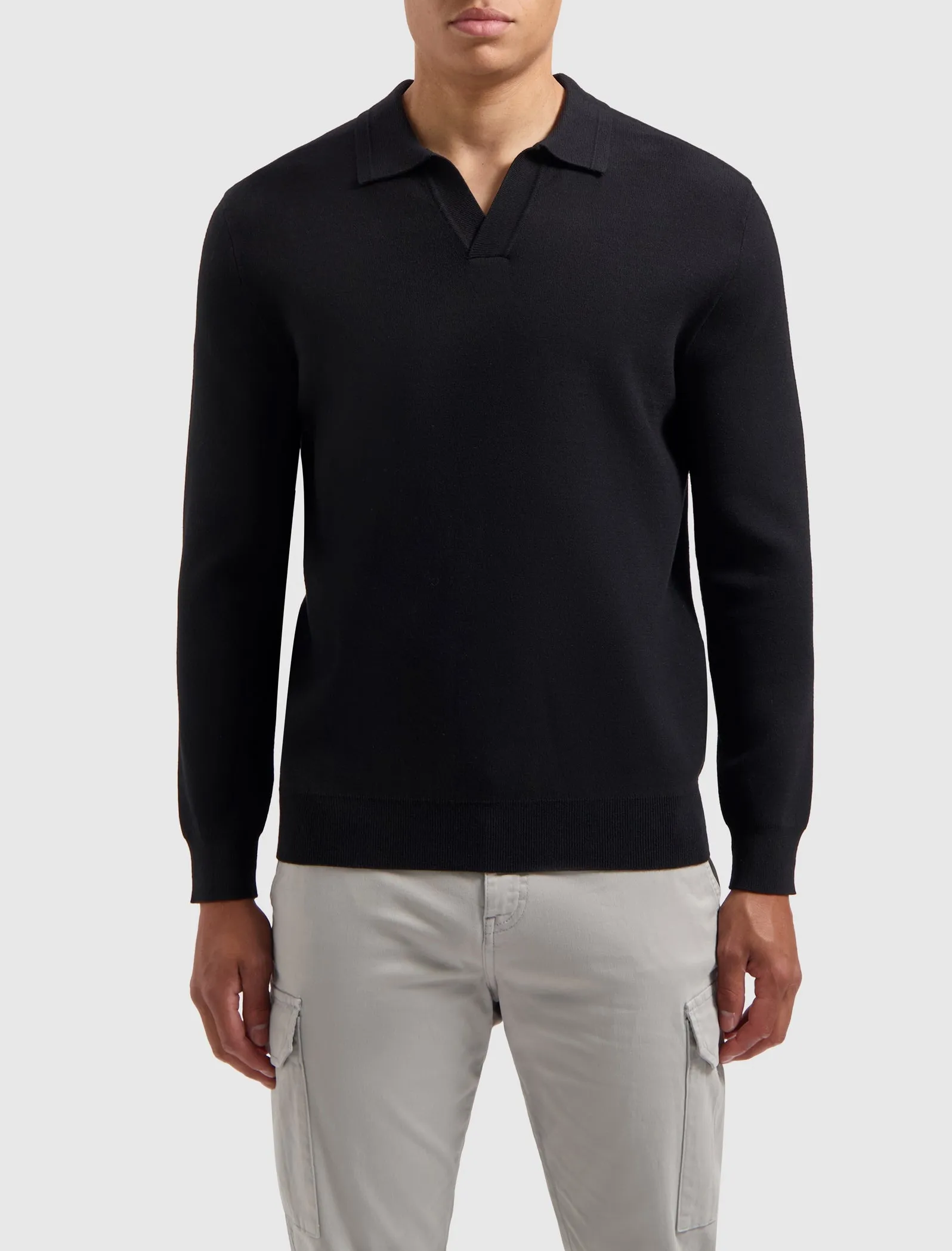 Buttonless Polo Knitwear | Black