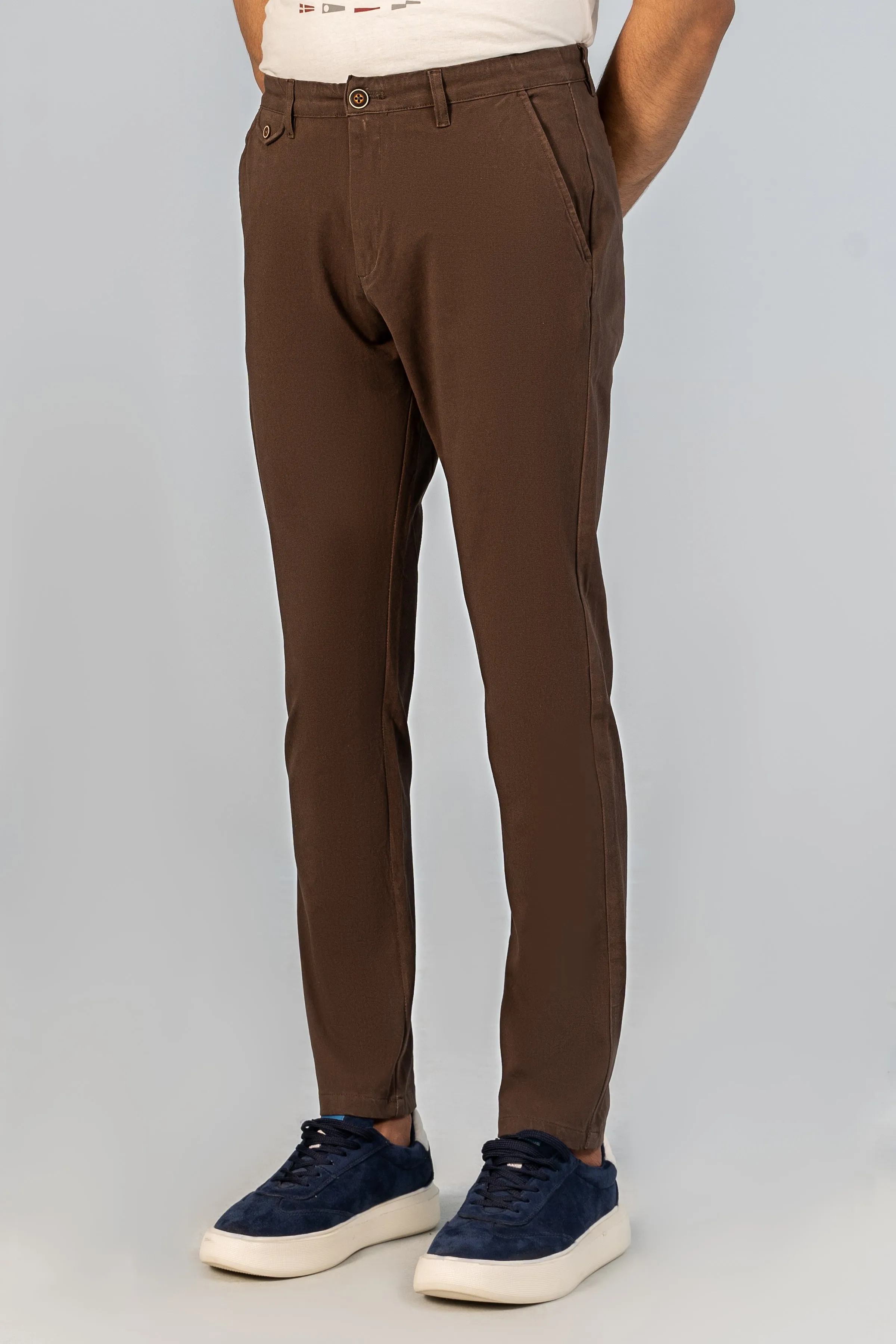 CASUAL PANT CROSS POCKET BI-STRETCH CHOCLATE BROWN