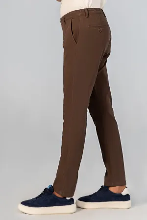 CASUAL PANT CROSS POCKET BI-STRETCH CHOCLATE BROWN