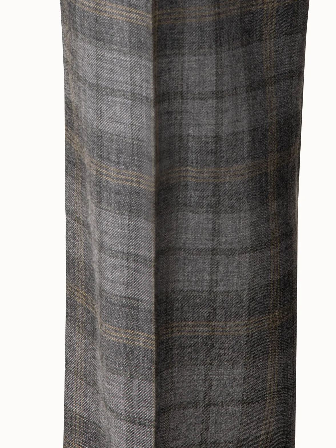 Checked Cashmere Silk Gabardine Wide Leg Pants