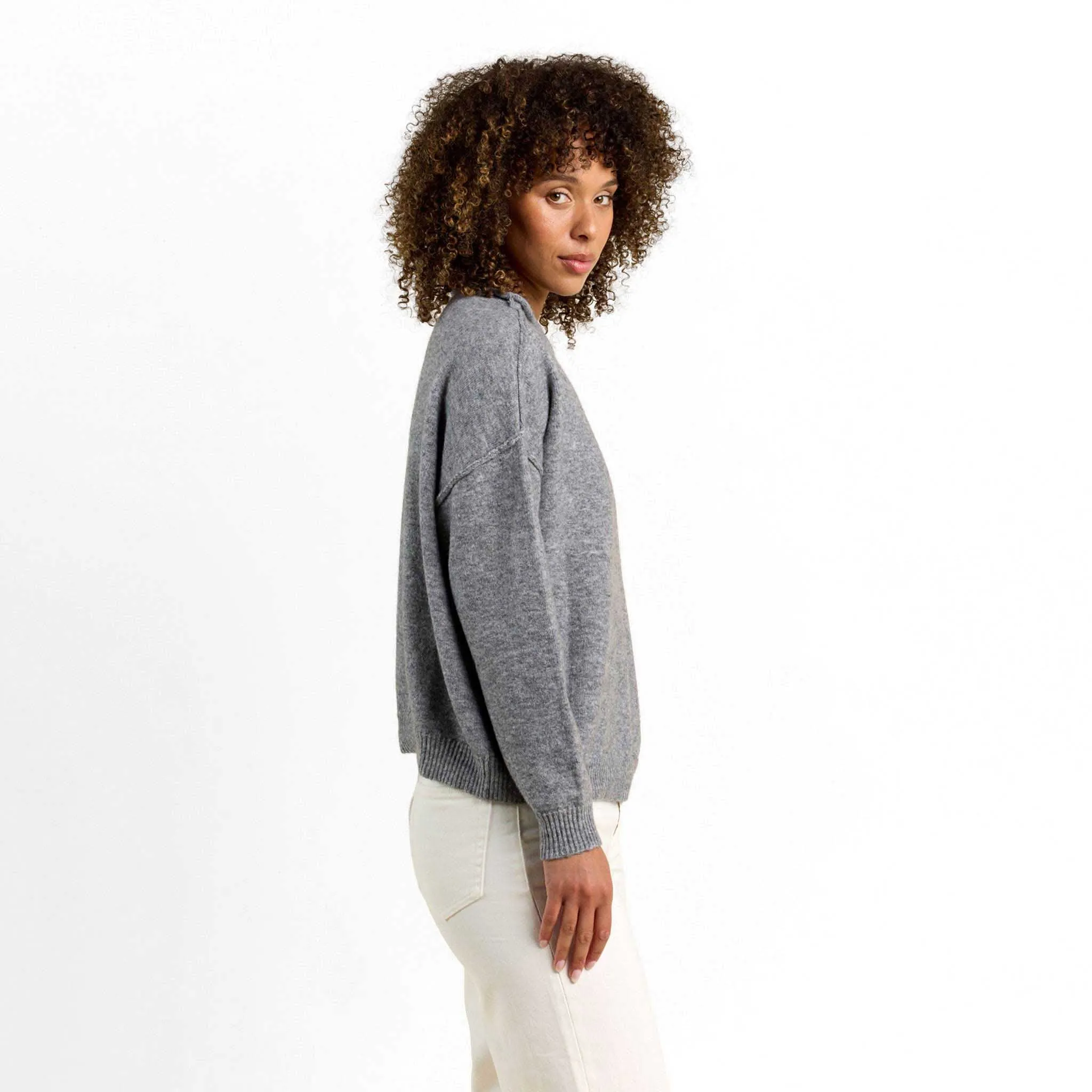 Cozy Knit Mock Neck Sweater | Charcoal