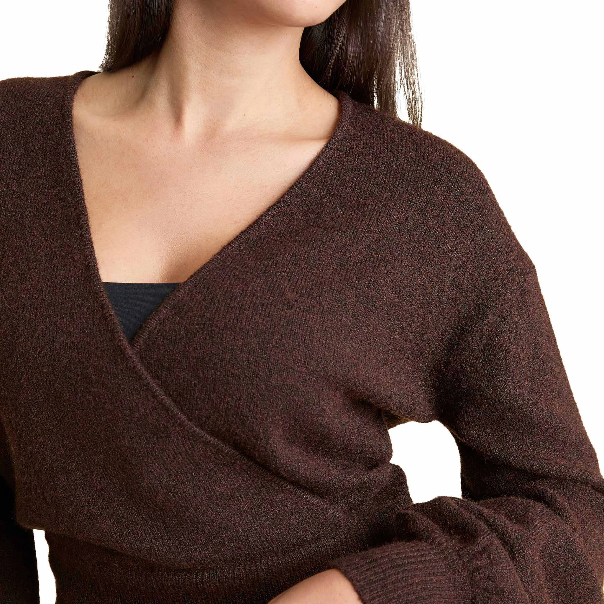 Cozy Knit Wrap Sweater | Coffee