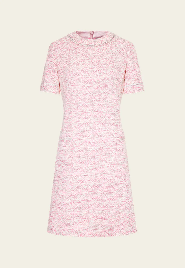 Digitized Pink Tweed Dress