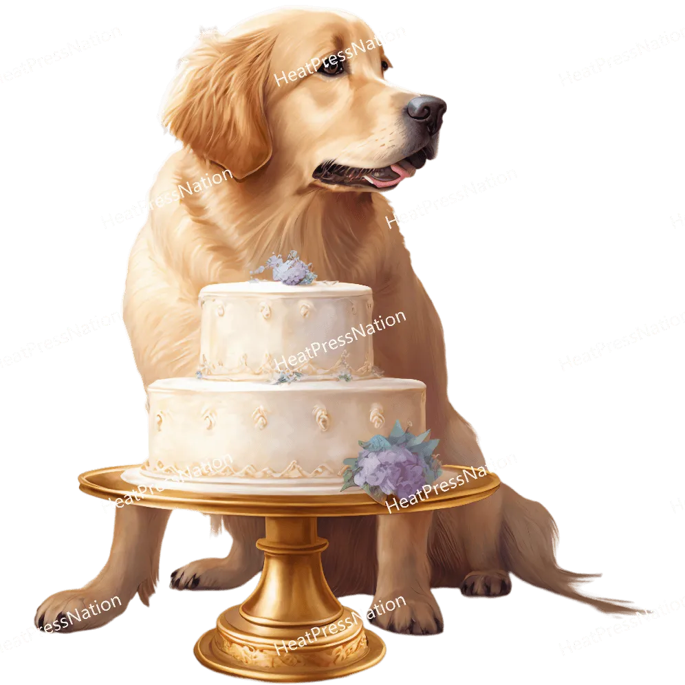 Dog with Cake Design