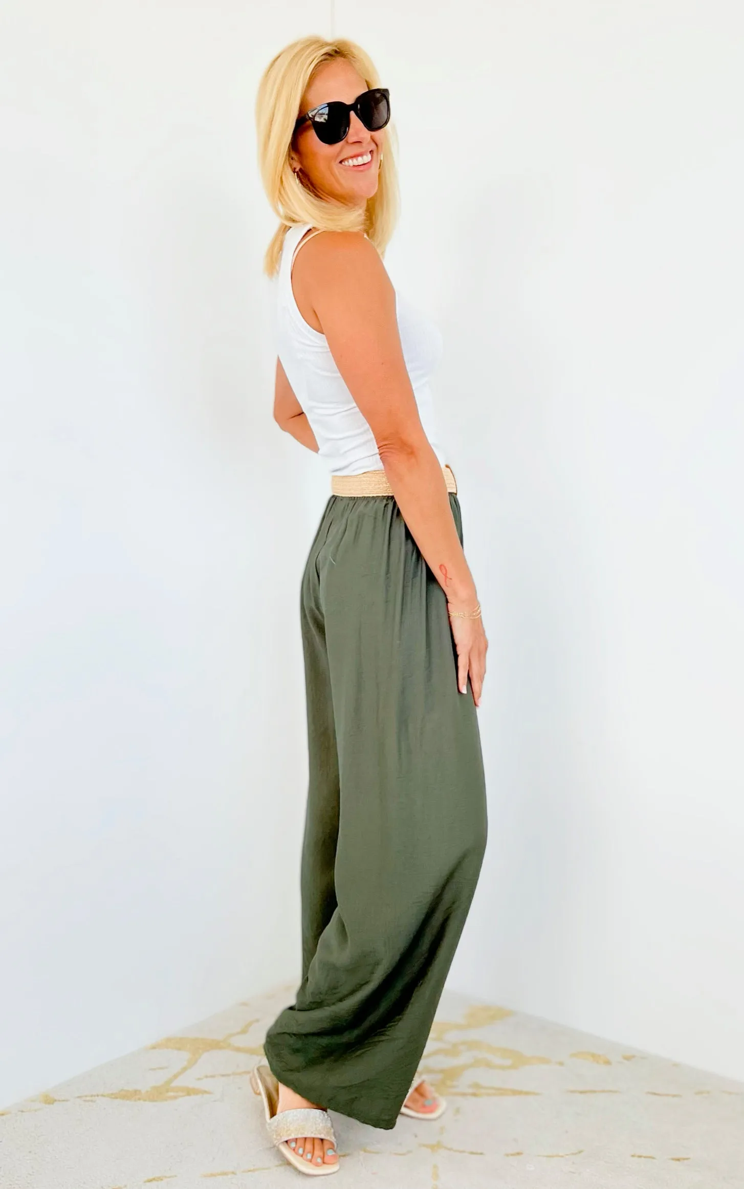 Elegant Ease Italian Pant - Olive