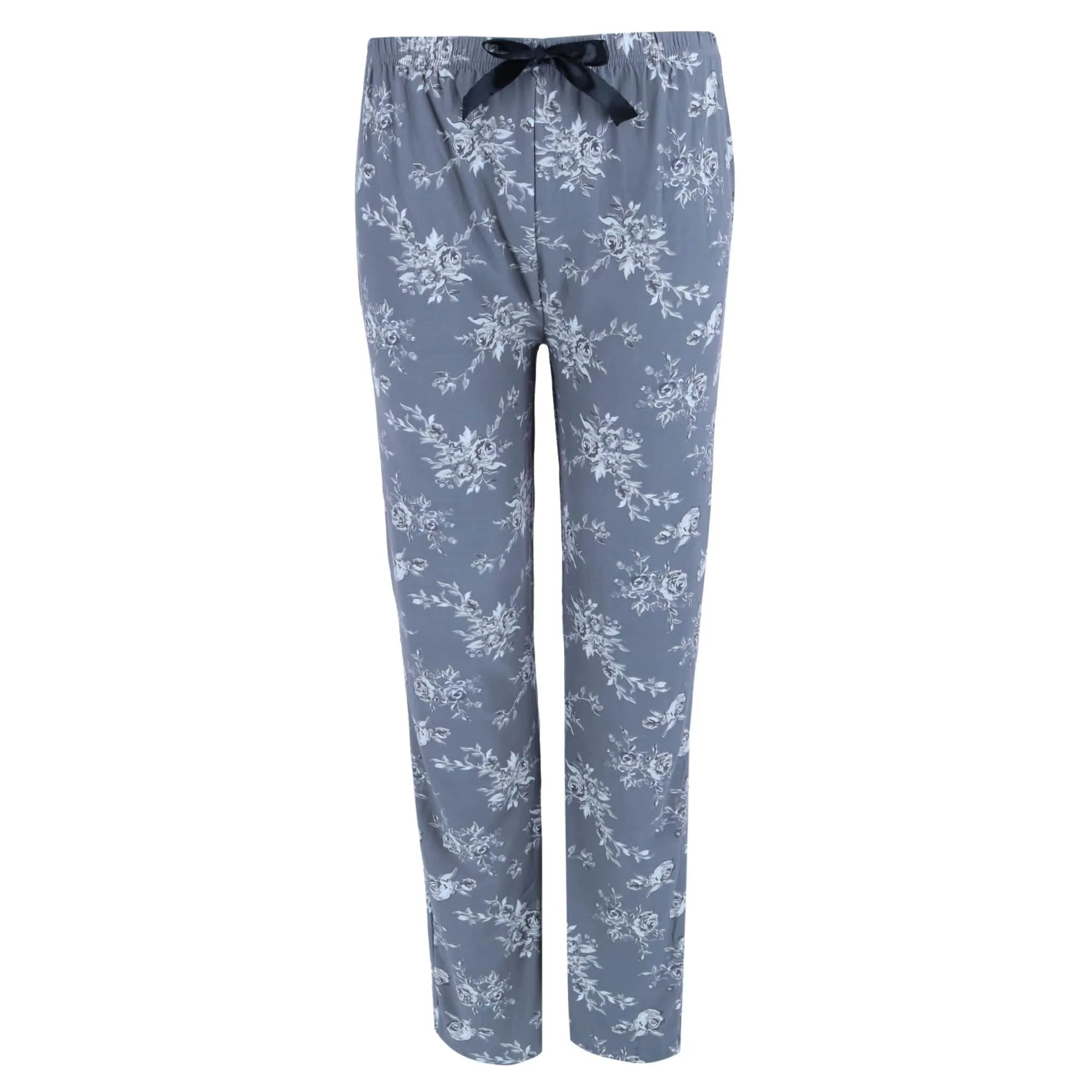 Elegant Emily Women's Plus Henley & Pant Grey Floral Set