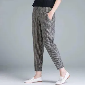 Elegant High Waist Cotton Pants