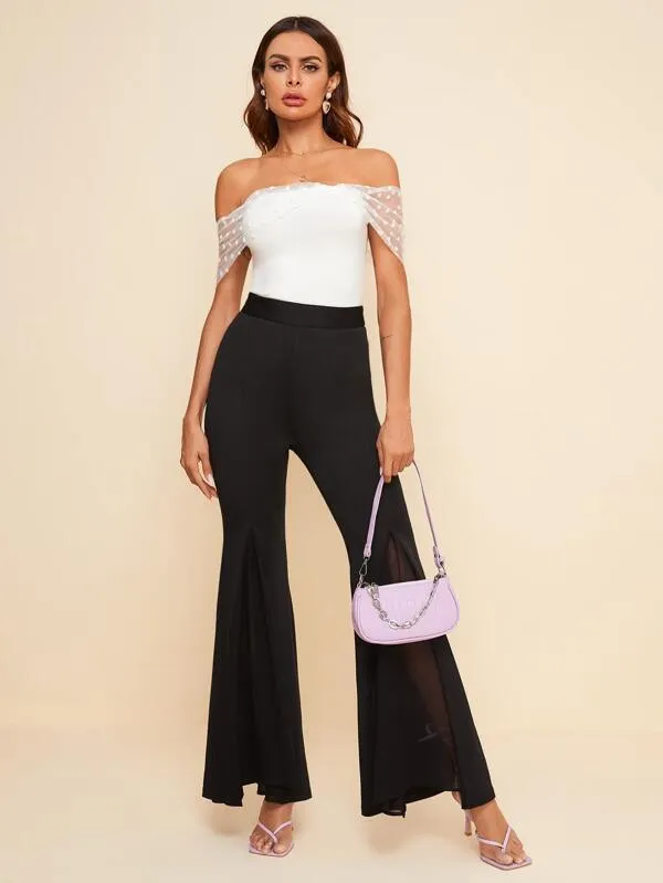 Flare Leg Solid Pants