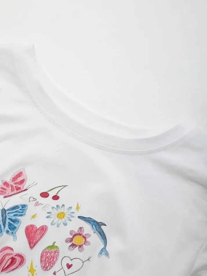 Fruity Butterfly Print Crop Top