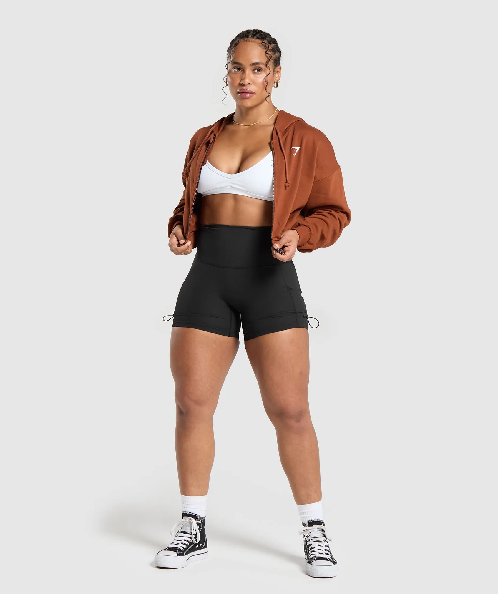 Gymshark Gymshark Power Midi Zip Hoodie - Copper Brown