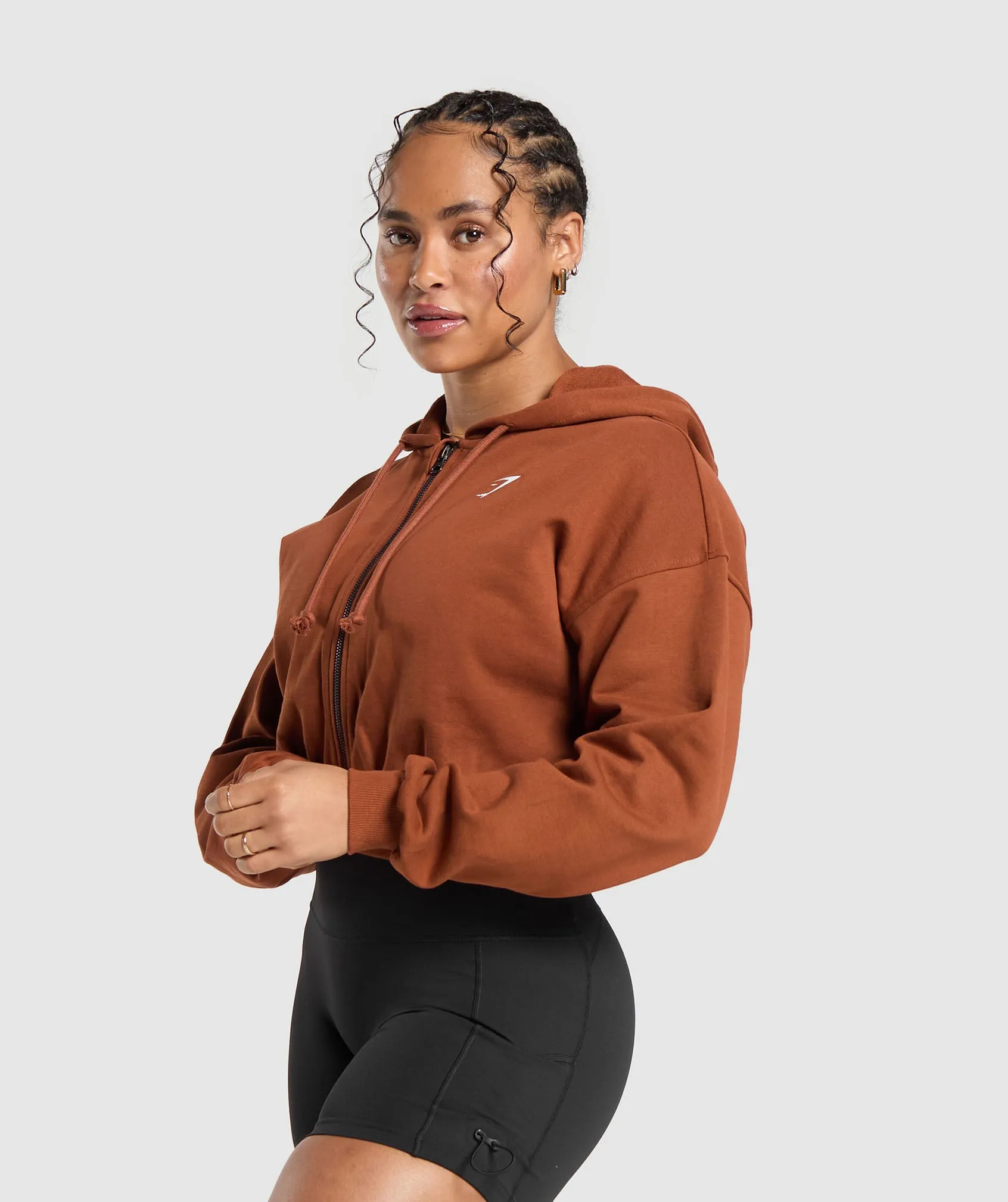 Gymshark Gymshark Power Midi Zip Hoodie - Copper Brown