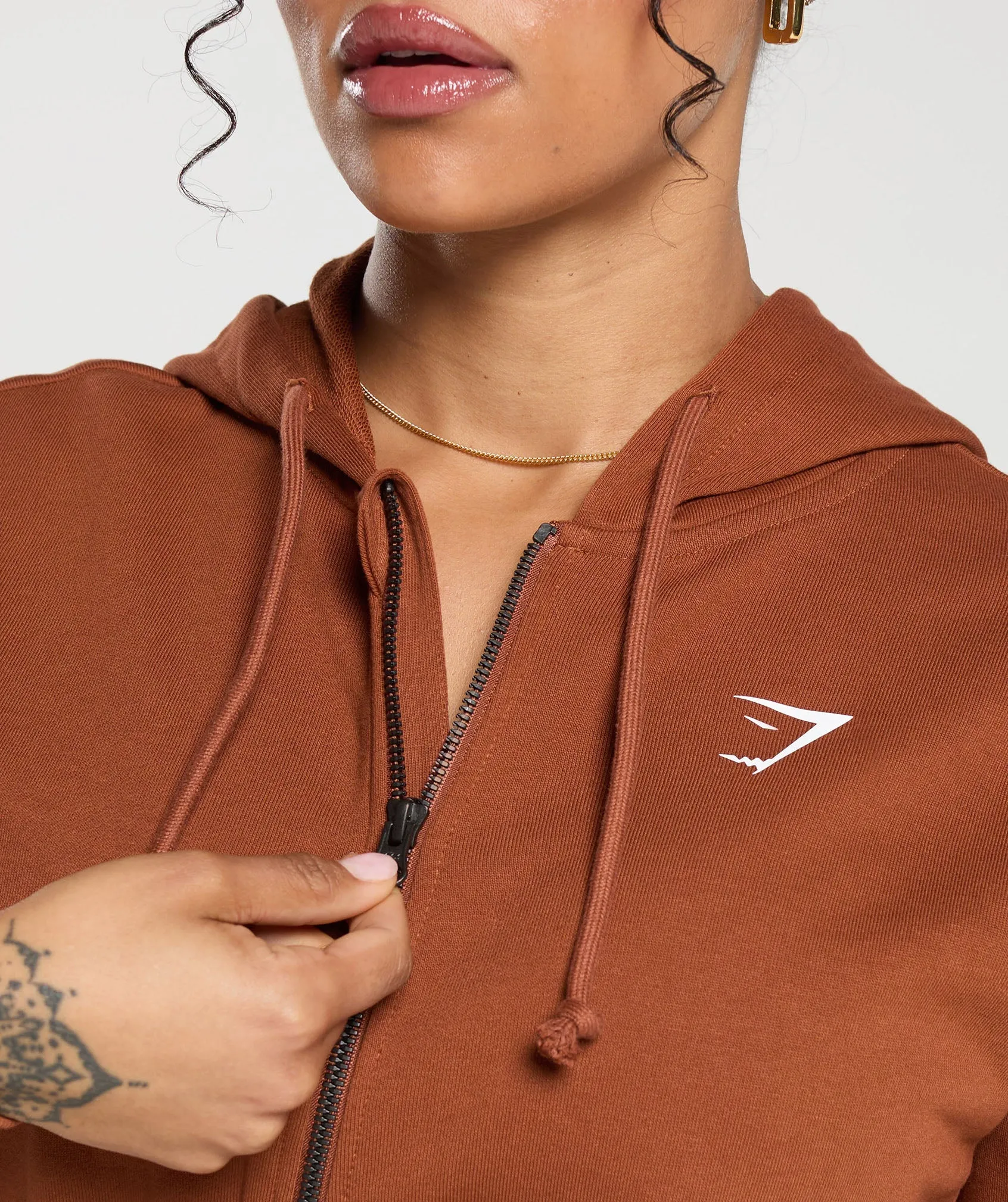 Gymshark Gymshark Power Midi Zip Hoodie - Copper Brown