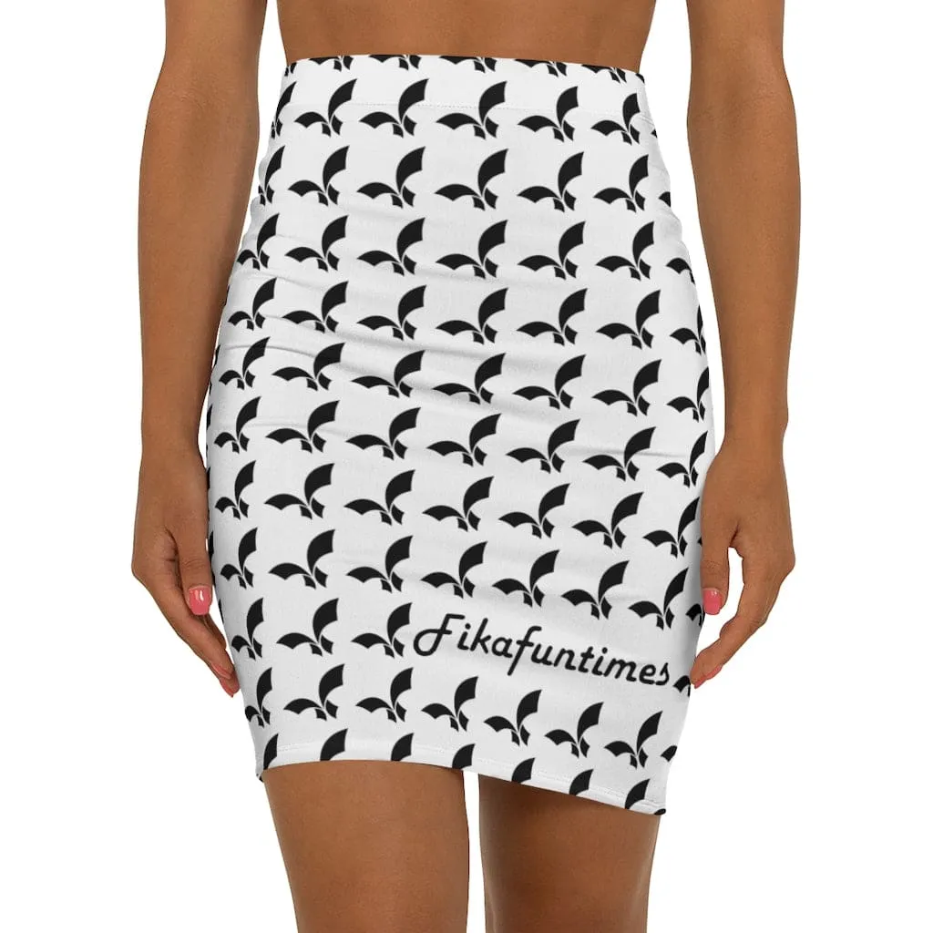 High Waist All Over Print Fikafuntimes Logo Sports Skirt