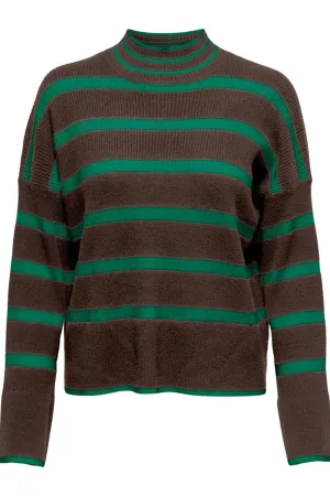 Highneck Pullover - Hot Fudge/Green