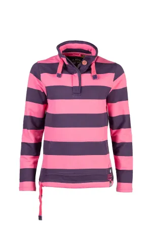 Ladies Rydale Button Neck Stripe Sweatshirt