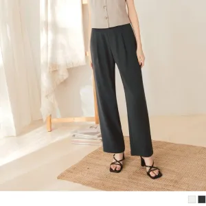 MEDIUM WAIST ELEGANT STRAIGHT PLEAT SUIT PANTS