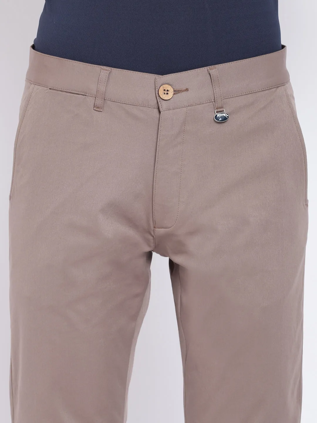 Men Casual Solid Grey Chinos