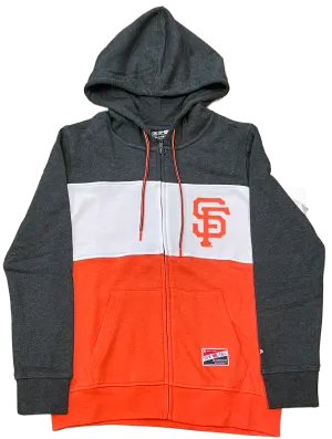 New Era Women's San Francisco Giants Colorblock Full-Zip Hoodie-Heather Black