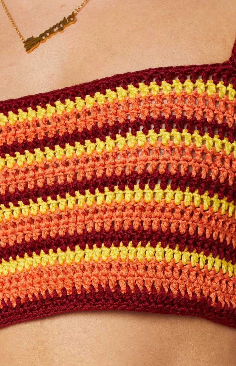 Nova Orange Crochet Top