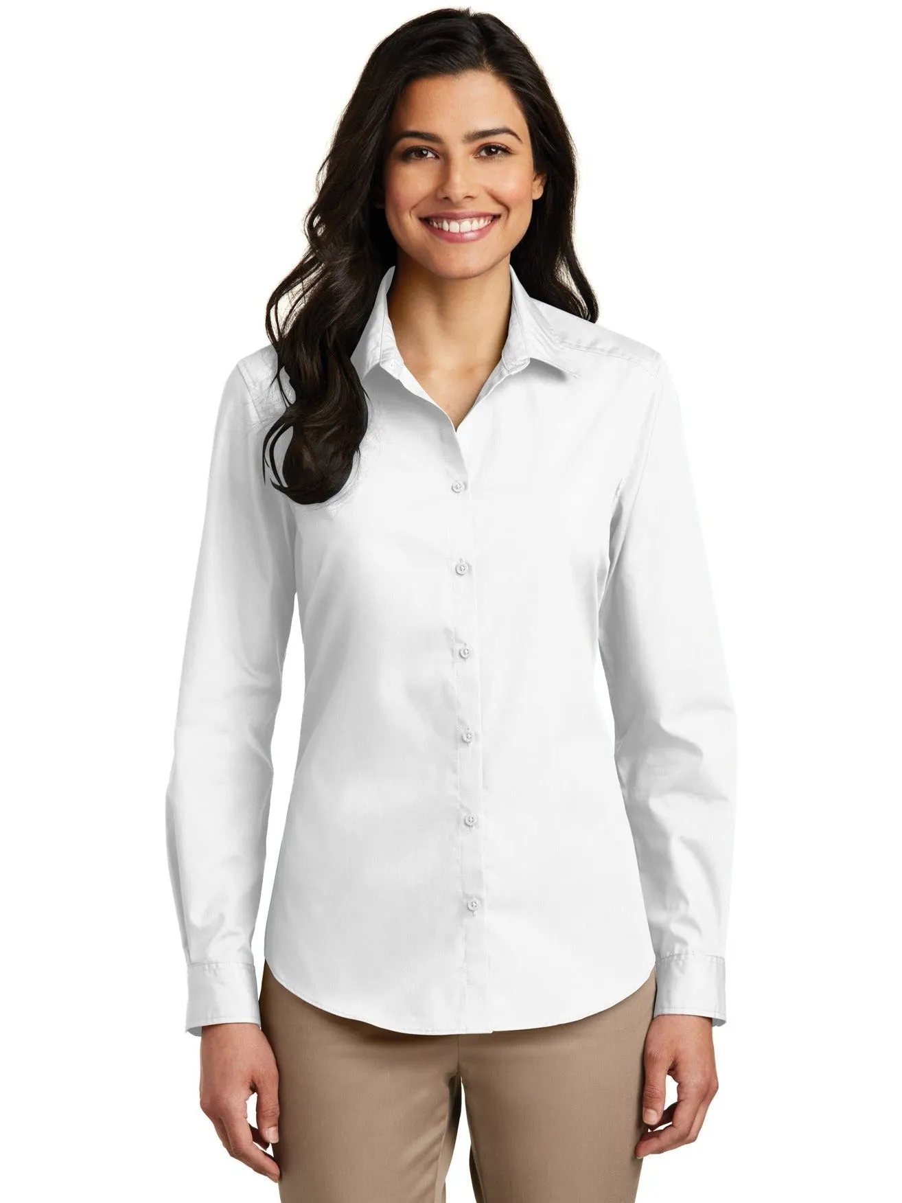 OUTLET-Port Authority Ladies Long Sleeve Carefree Poplin Shirt