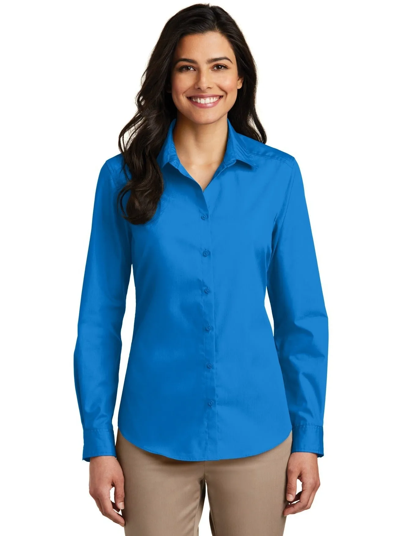 OUTLET-Port Authority Ladies Long Sleeve Carefree Poplin Shirt