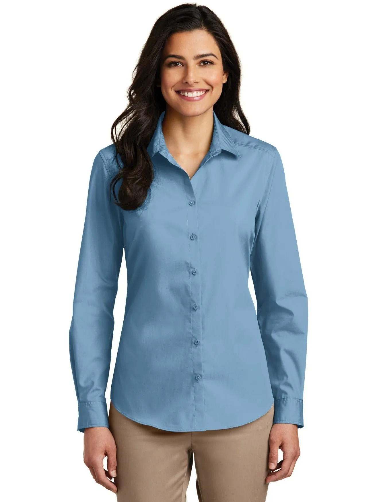 OUTLET-Port Authority Ladies Long Sleeve Carefree Poplin Shirt