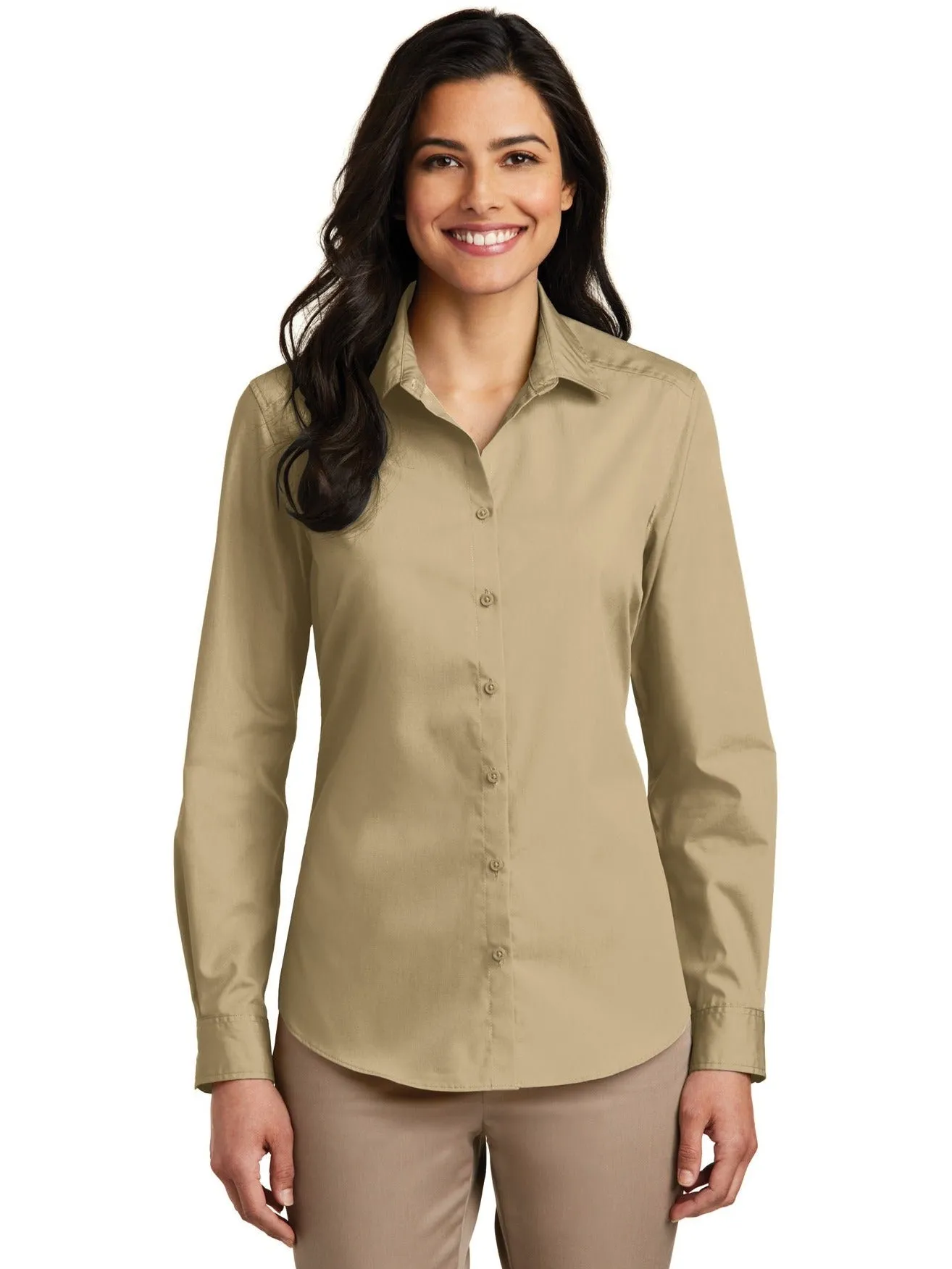 OUTLET-Port Authority Ladies Long Sleeve Carefree Poplin Shirt