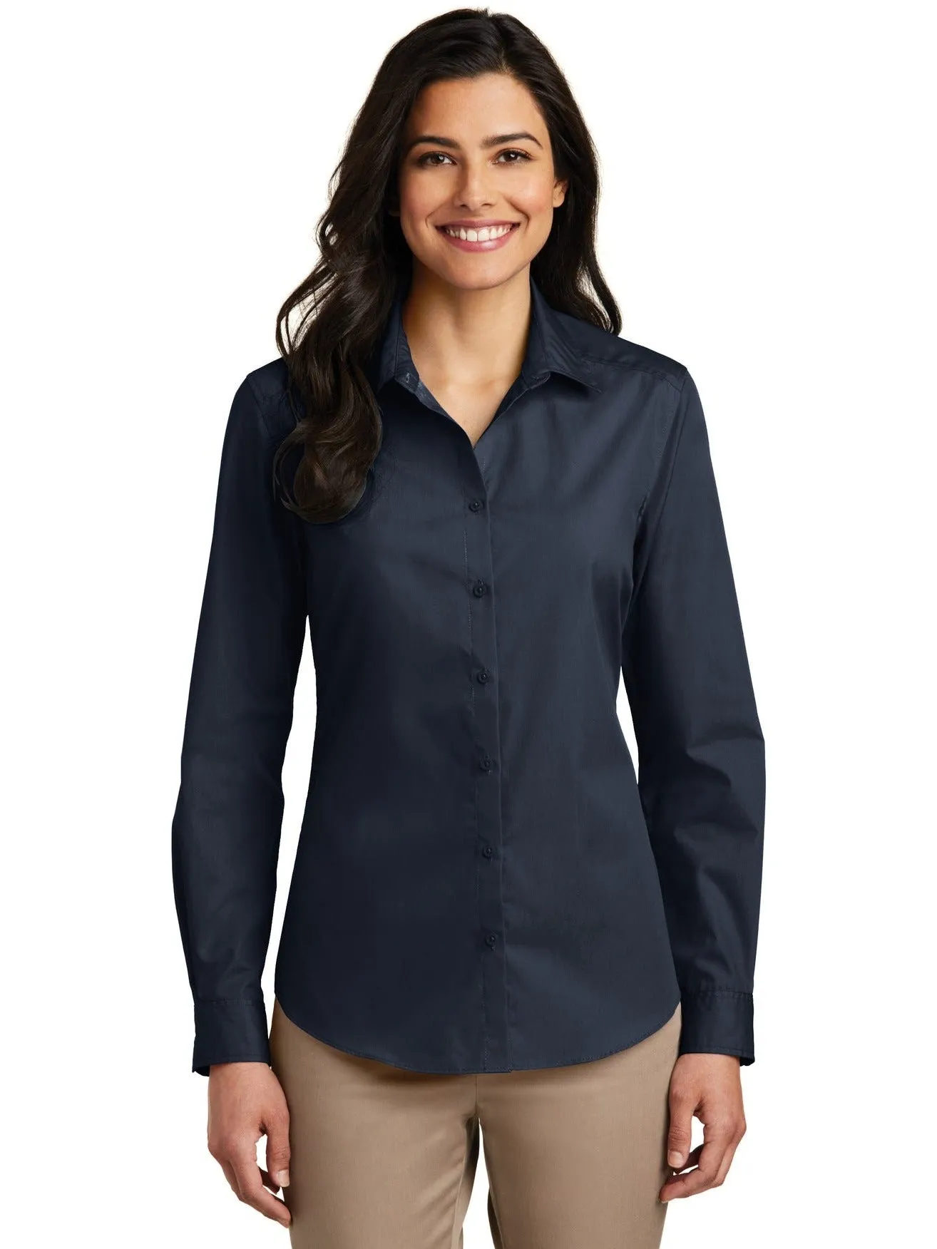 OUTLET-Port Authority Ladies Long Sleeve Carefree Poplin Shirt