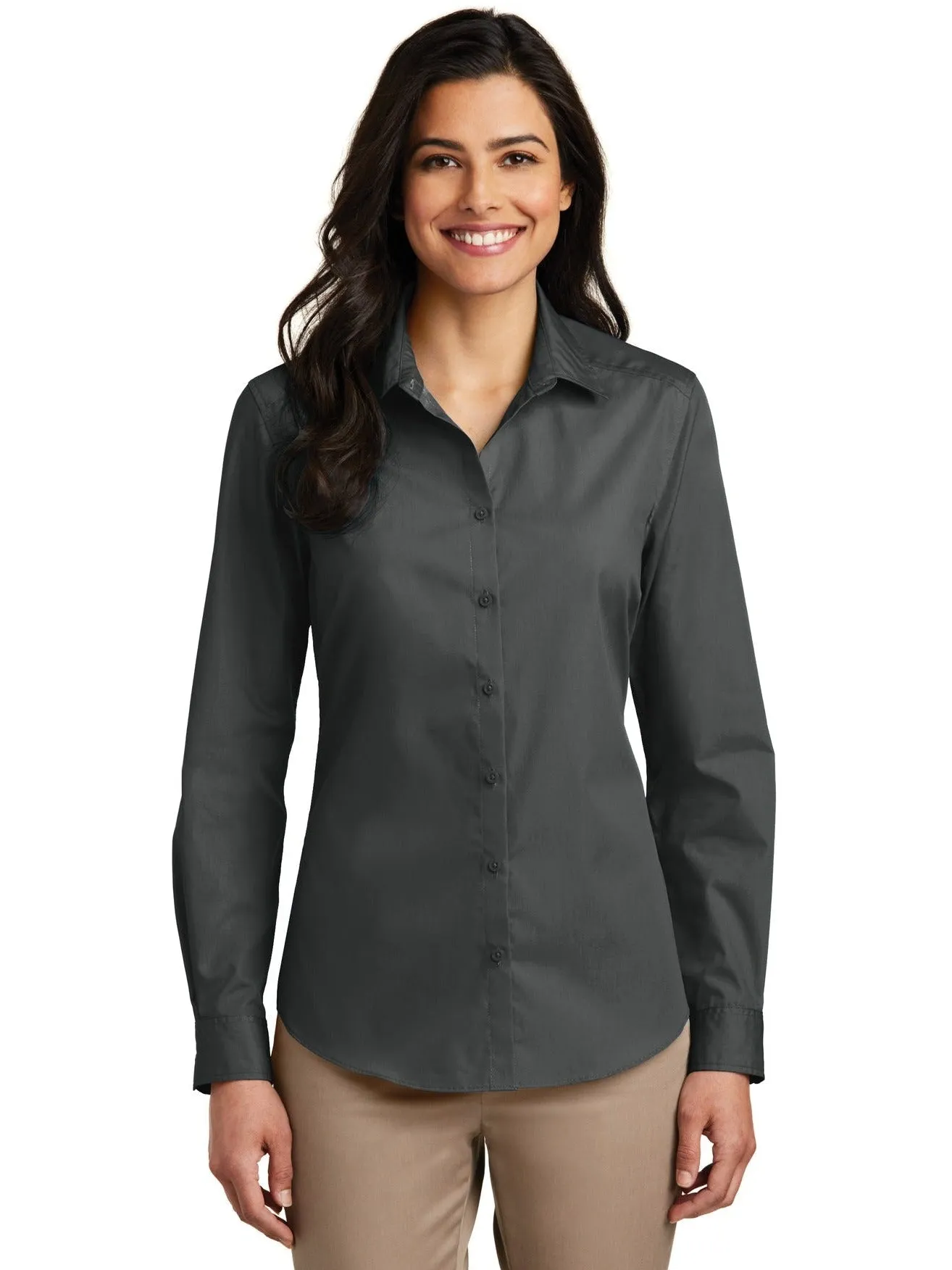 OUTLET-Port Authority Ladies Long Sleeve Carefree Poplin Shirt