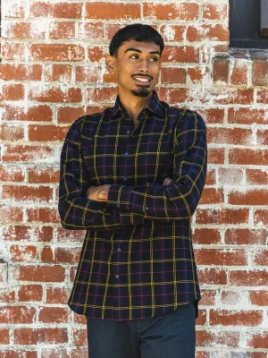 Plaid Flannel Shirt - Black & Gold