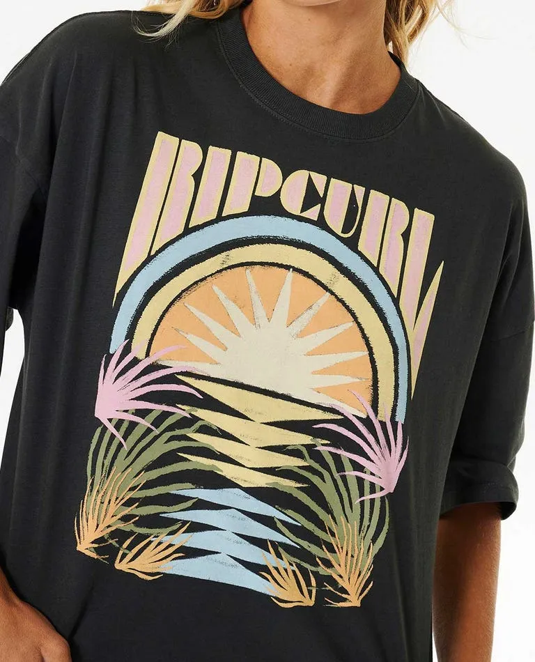 Rip Curl Glow Heritage Crop Tee-Washed Black