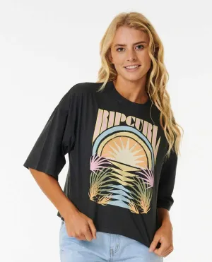 Rip Curl Glow Heritage Crop Tee-Washed Black