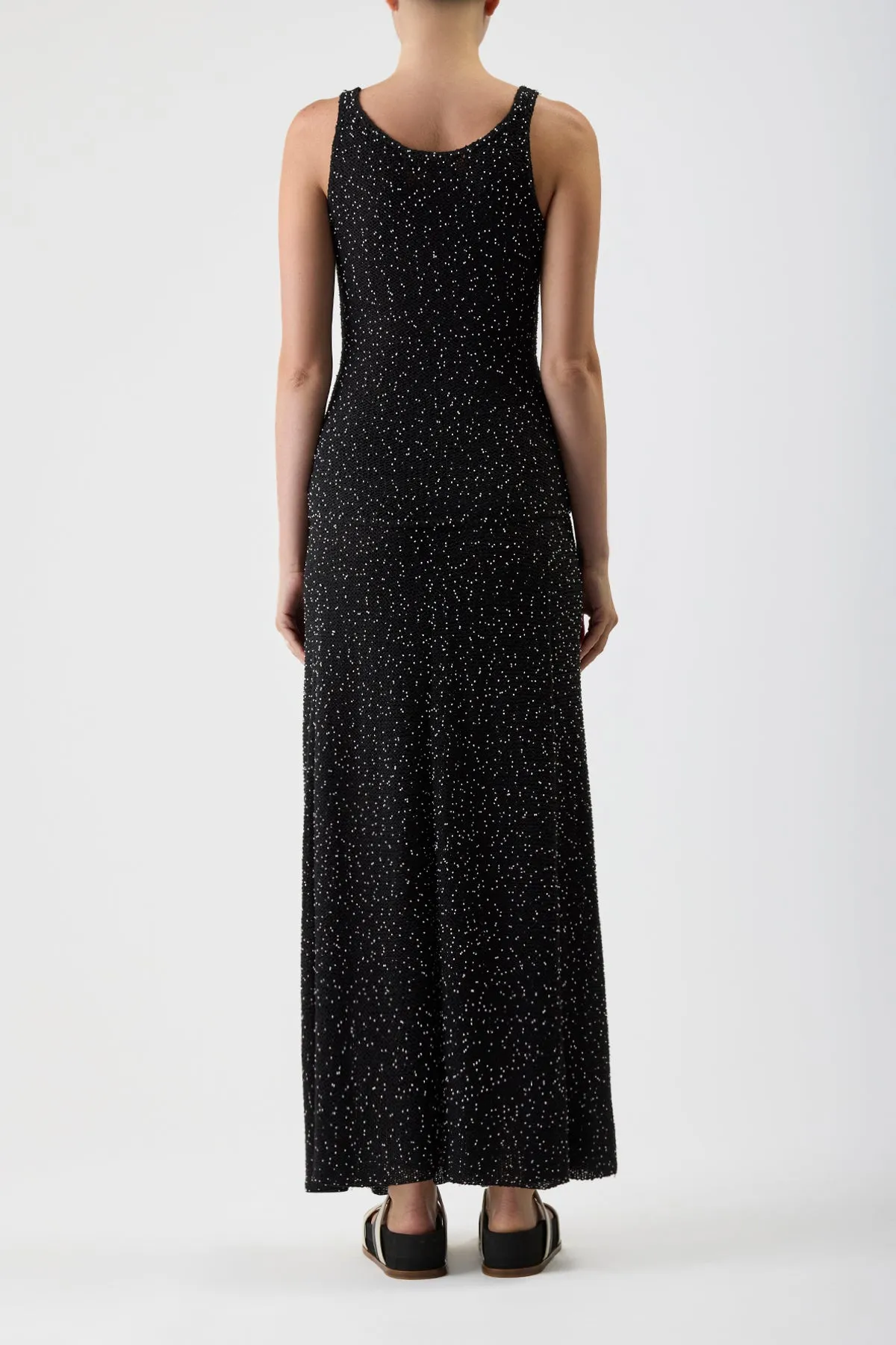 Sanne Knit Tank Top in Black Beaded Silk