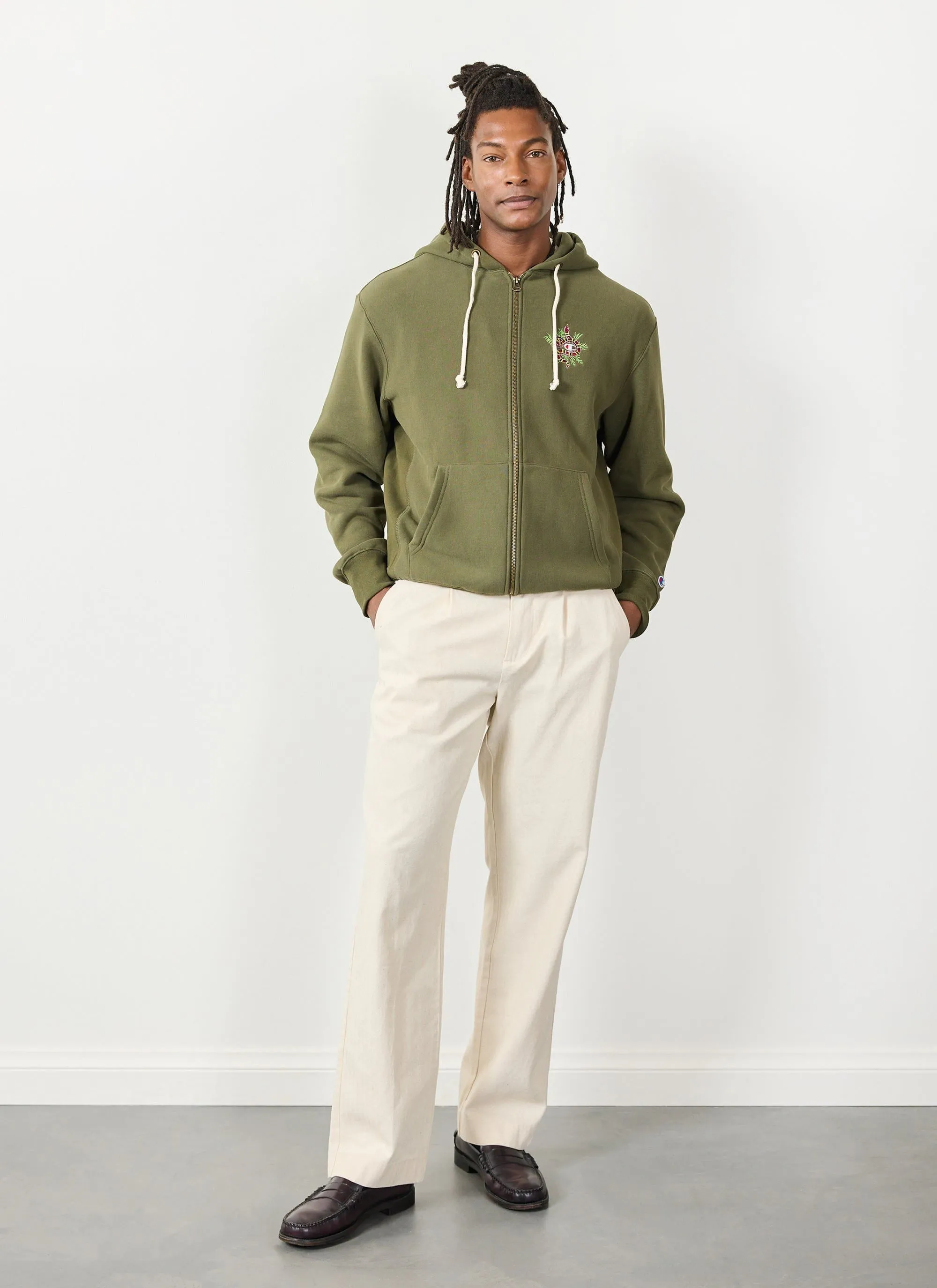 Snake & Grass Zip Hoodie | Champion and Percival | Forest