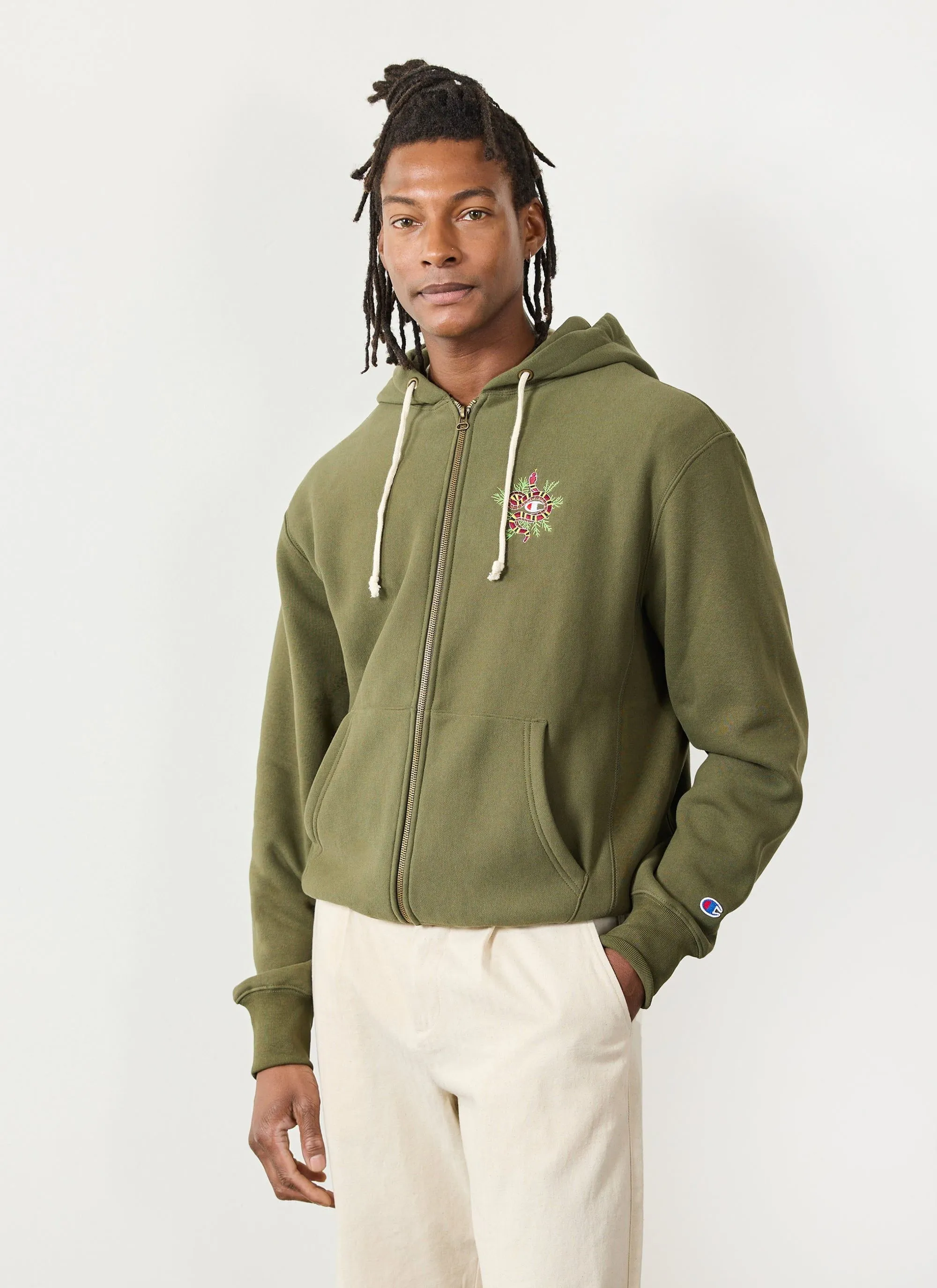 Snake & Grass Zip Hoodie | Champion and Percival | Forest