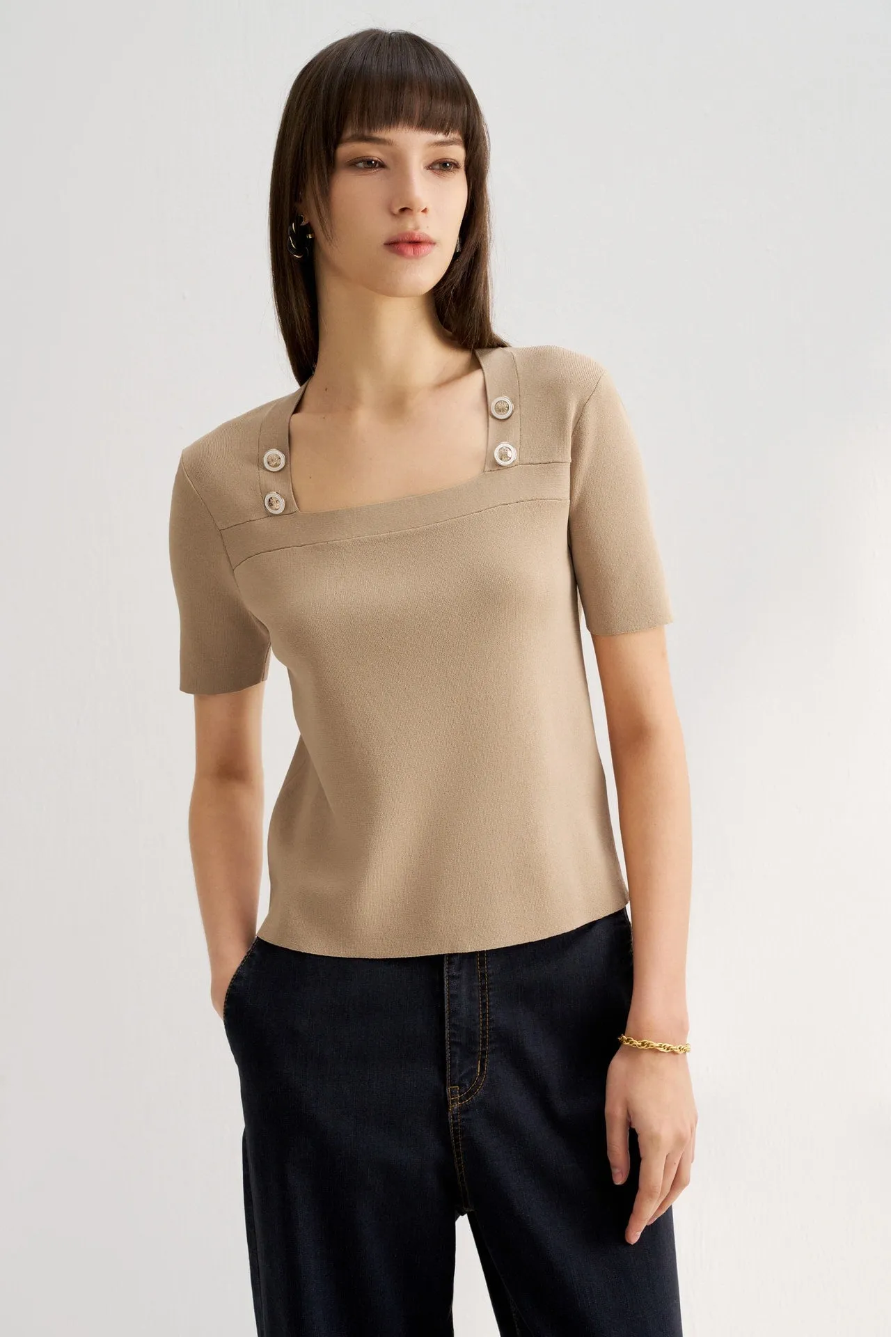 Square Neck Knit Top