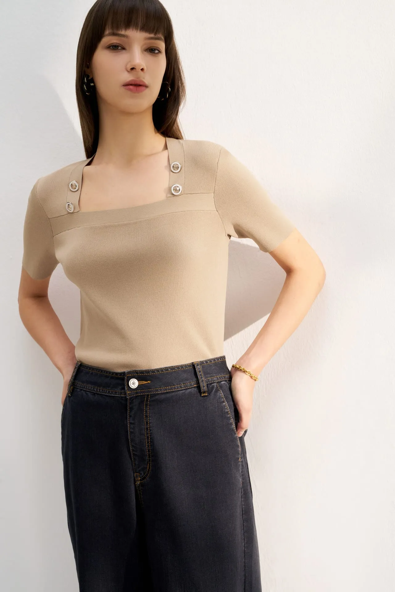 Square Neck Knit Top