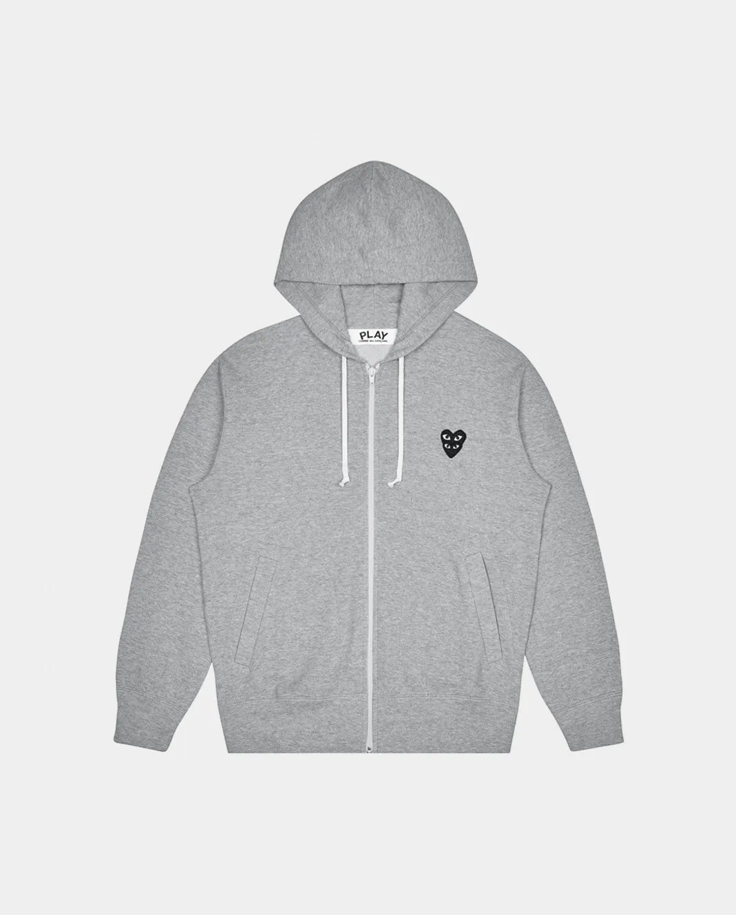 T301 DOUBLE BLACK HEART HOODIE/ GREY