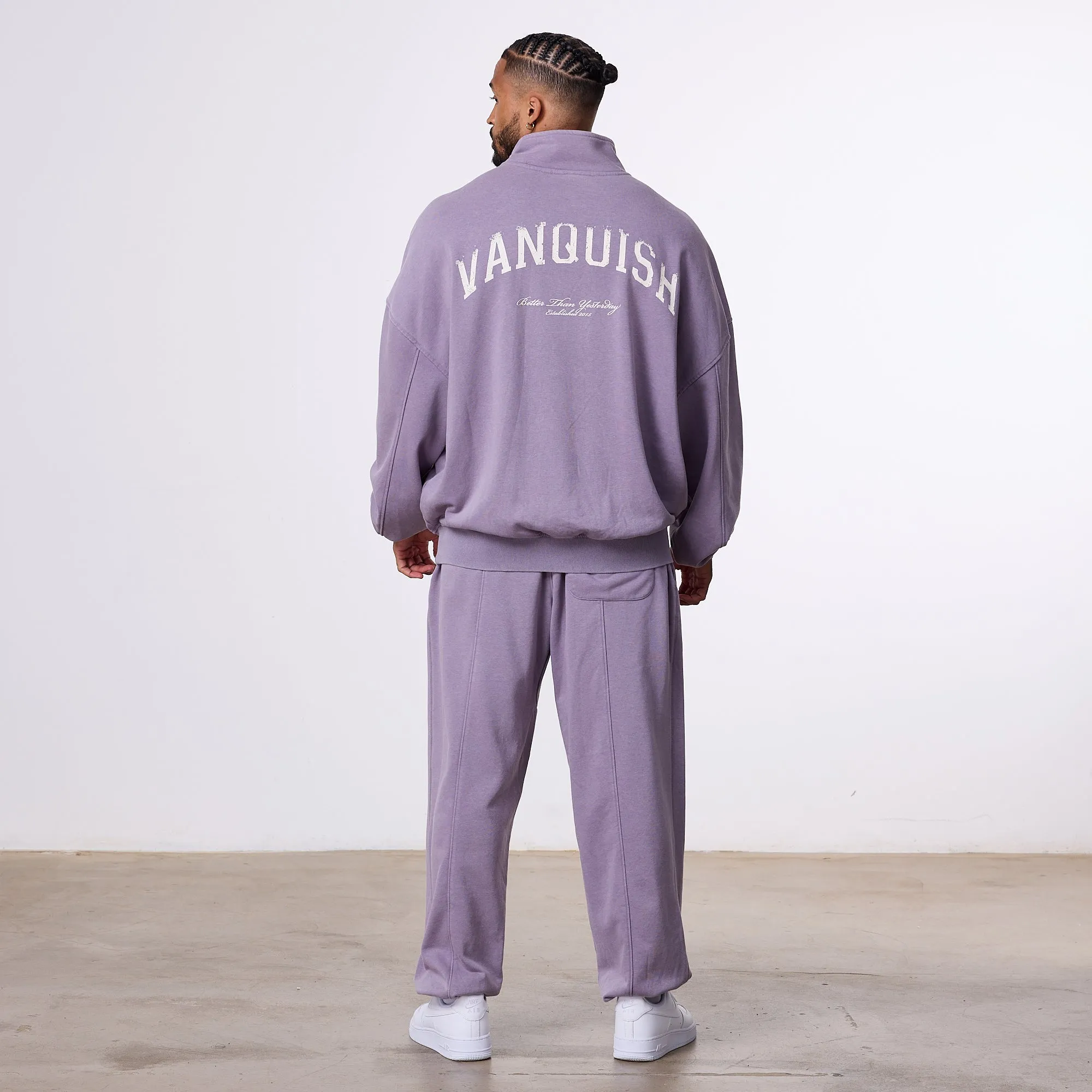 Vanquish Better Than Yesterday Washed Purple Quarter Zip Sweater